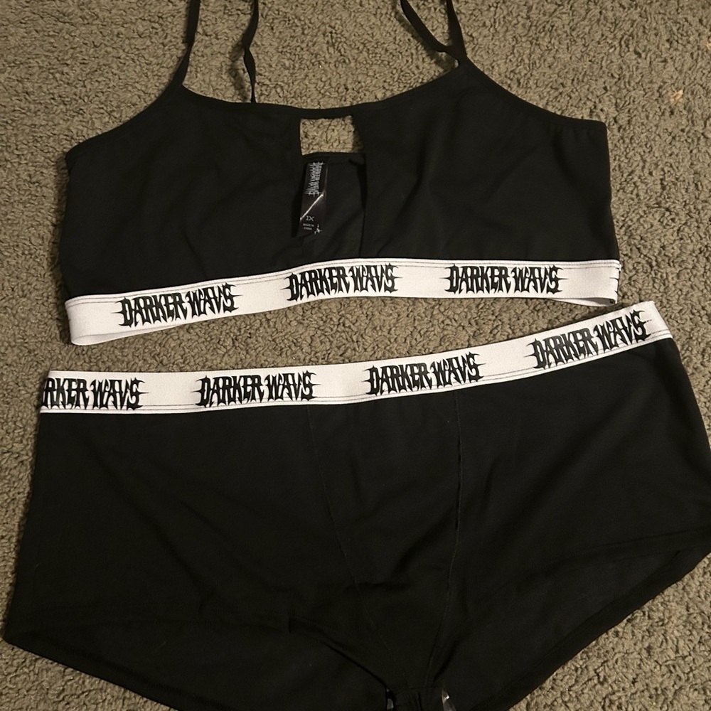 Darker Waves Black Bralette and Shorts Set